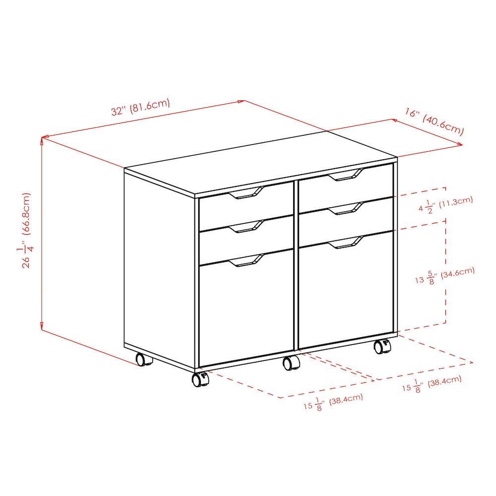 Halifax 2 Section Mobile Storage Cabinet, White. Picture 3