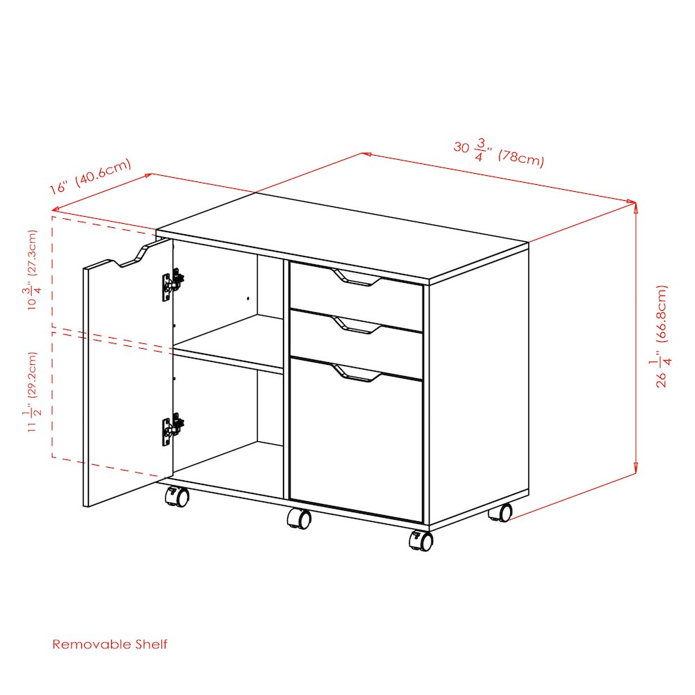 Halifax 2 Section Mobile Filing Cabinet, White. Picture 12