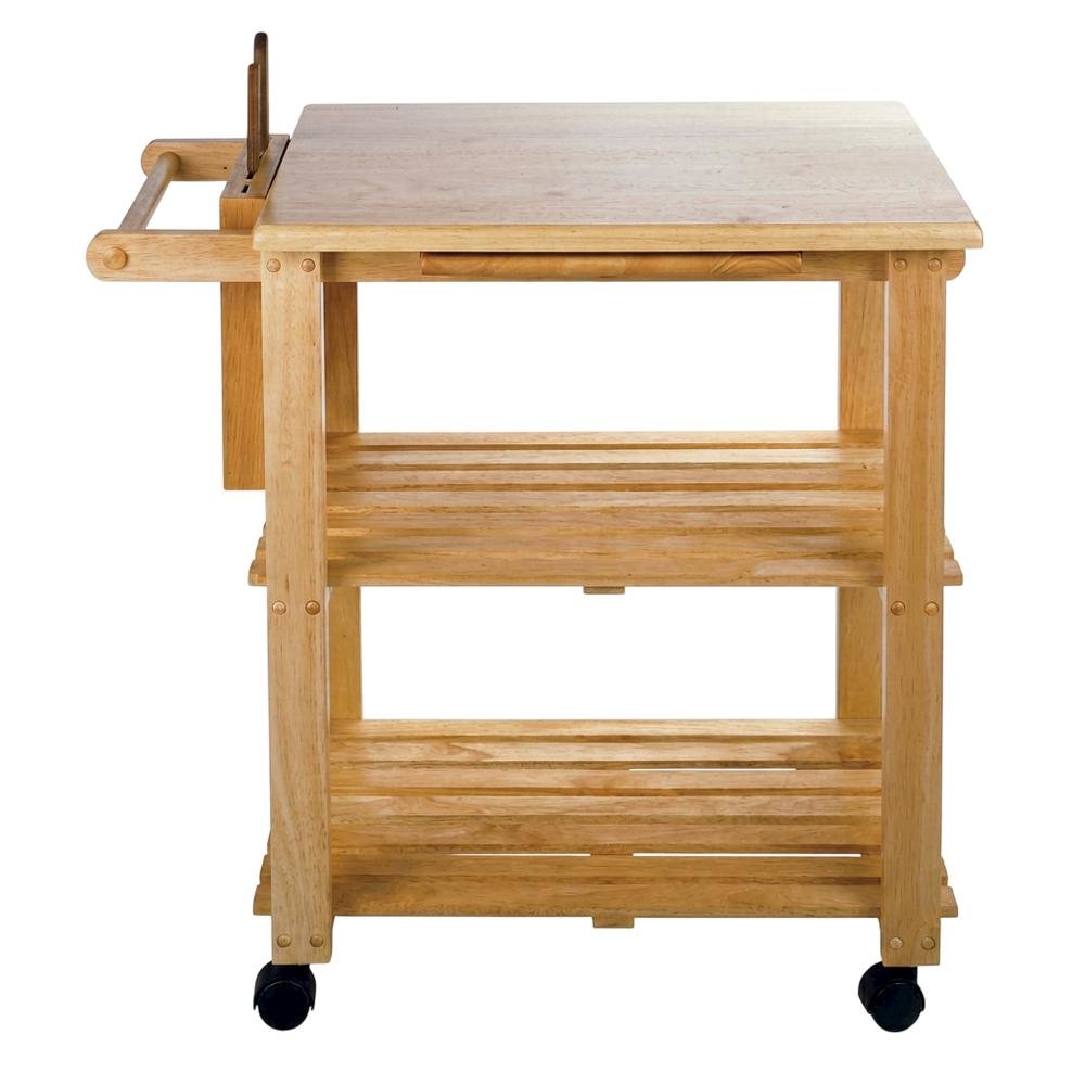 Solid Wood Kitchen Cart With Storage, Pull Out Cutting Board, Knife Block. Picture 4