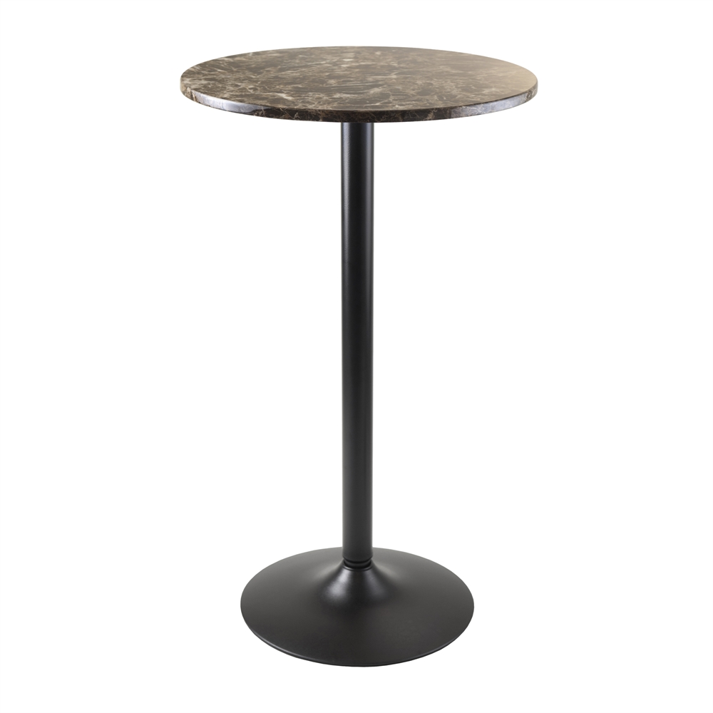 Cora Pub Table, Bar Height, Round, Faux Marble Top, Black Base. Picture 1