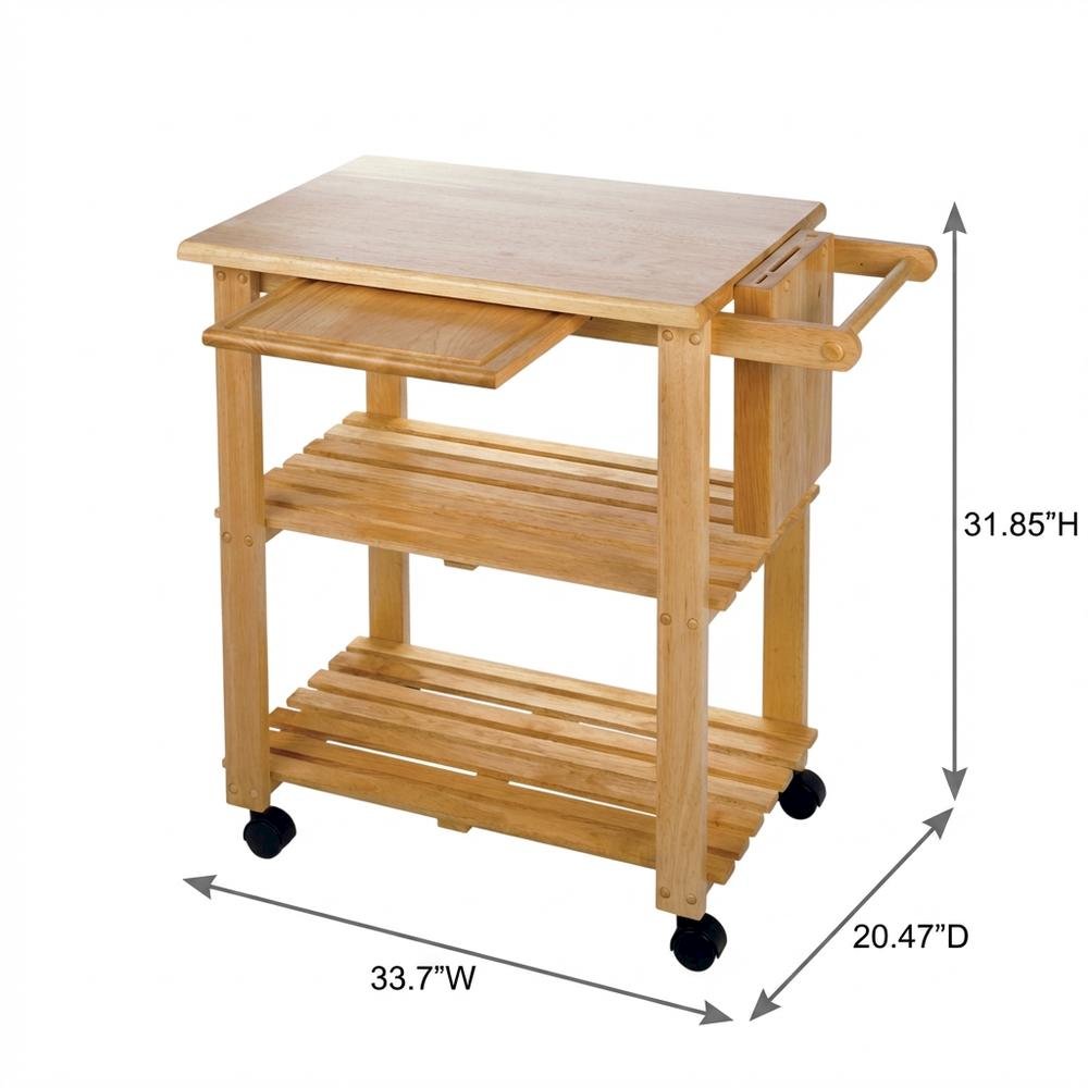 Solid Wood Kitchen Cart With Storage, Pull Out Cutting Board, Knife Block. Picture 7
