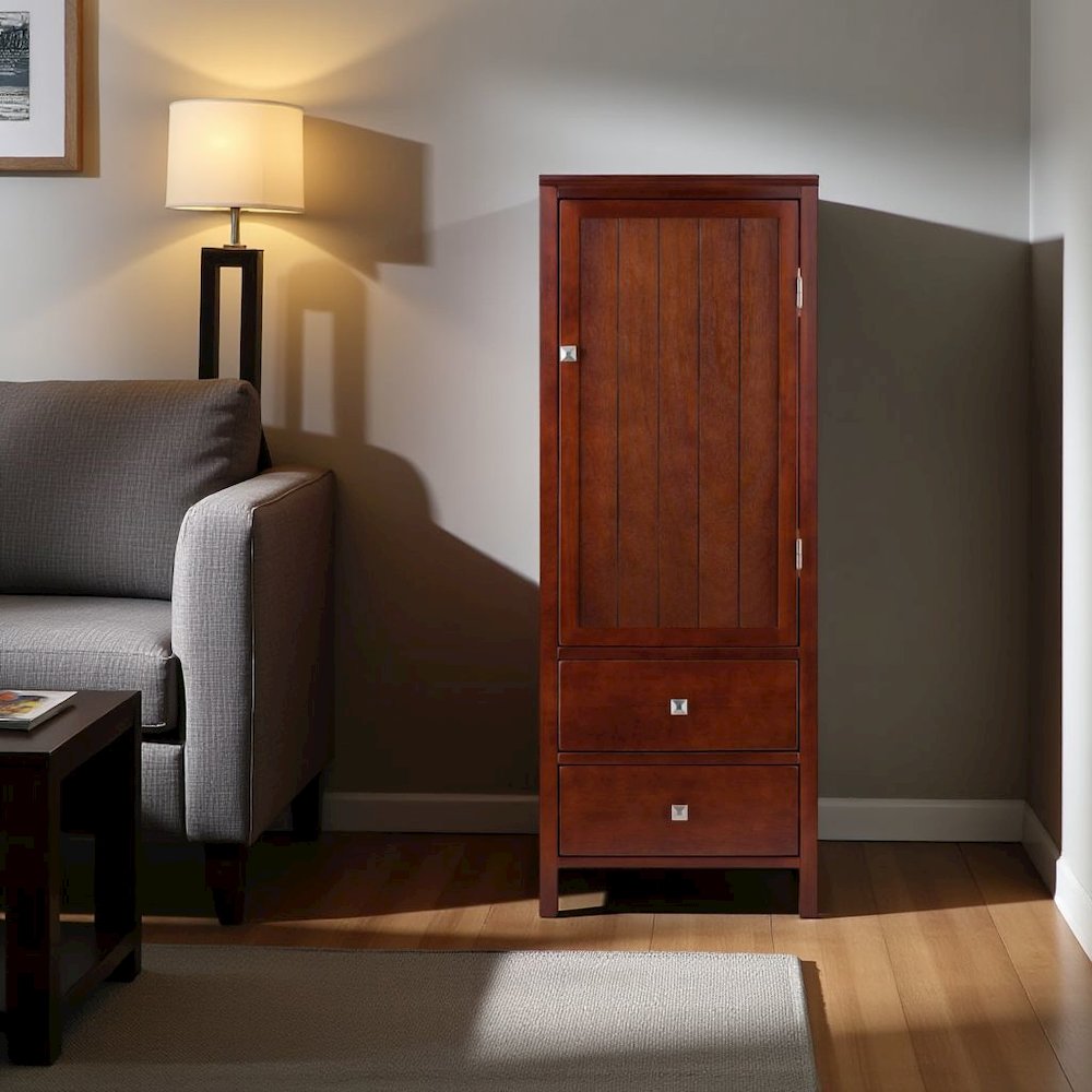 FurniFact Walnut Kitchen Cabinet – Small Pantry Cabinet with Doors. Picture 2