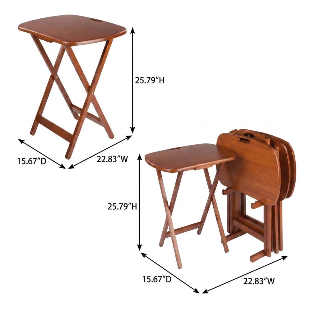 Teak Snack Table Set with Sleek Modern Design for Versatile Use. Picture 7