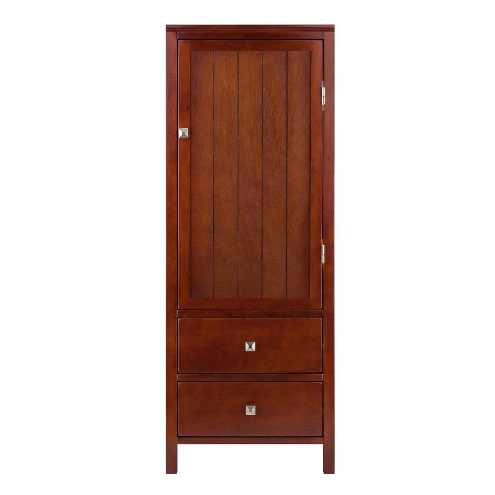 FurniFact Walnut Kitchen Cabinet – Small Pantry Cabinet with Doors. Picture 4