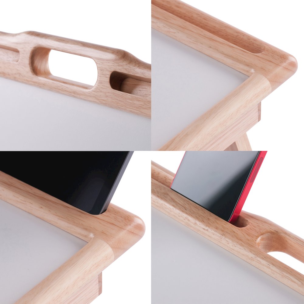 Arlo Breakfast Tray with Flip Top, Natural and White. Picture 26