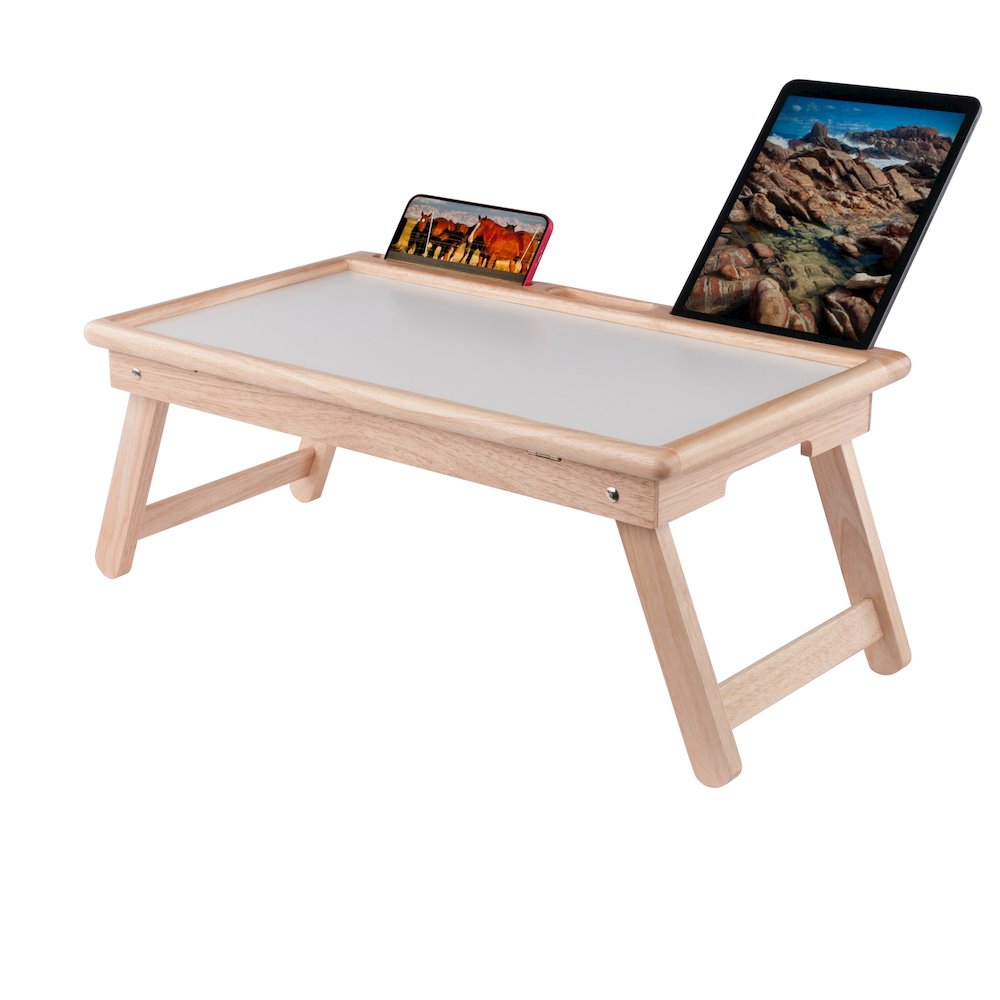 Arlo Breakfast Tray with Flip Top, Natural and White. Picture 6