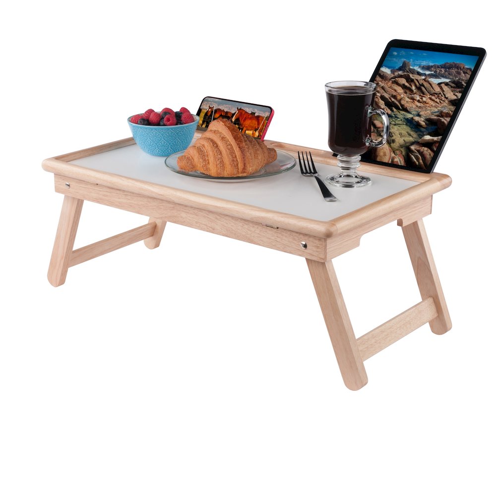 Arlo Breakfast Tray with Flip Top, Natural and White. Picture 7
