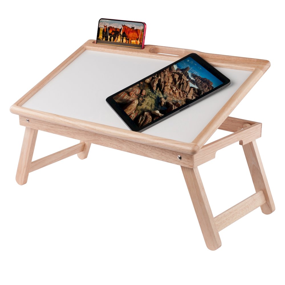 Arlo Breakfast Tray with Flip Top, Natural and White. Picture 8