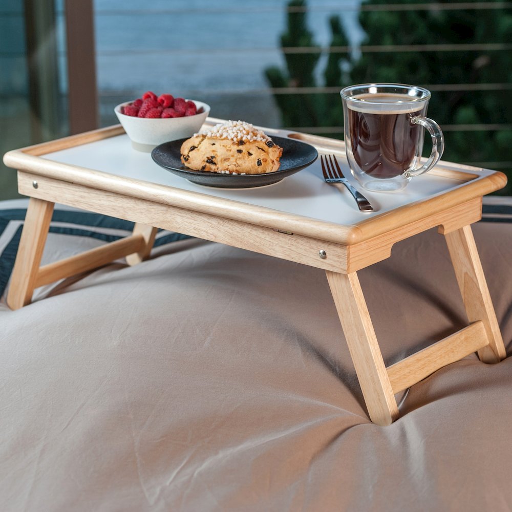 Arlo Breakfast Tray with Flip Top, Natural and White. Picture 10