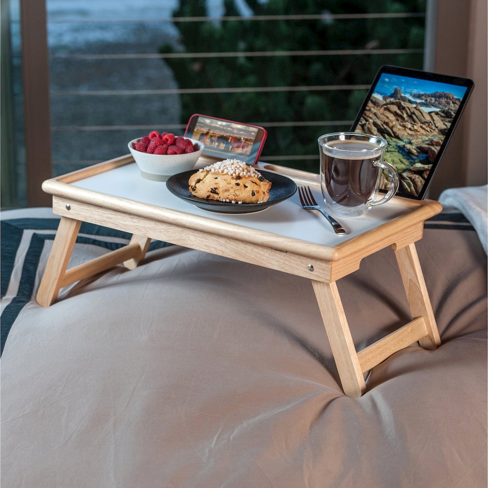 Arlo Breakfast Tray with Flip Top, Natural and White. Picture 11