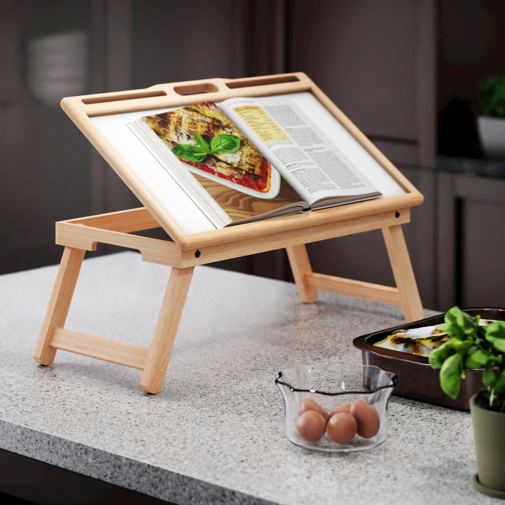 Arlo Breakfast Tray with Flip Top, Natural and White. Picture 13