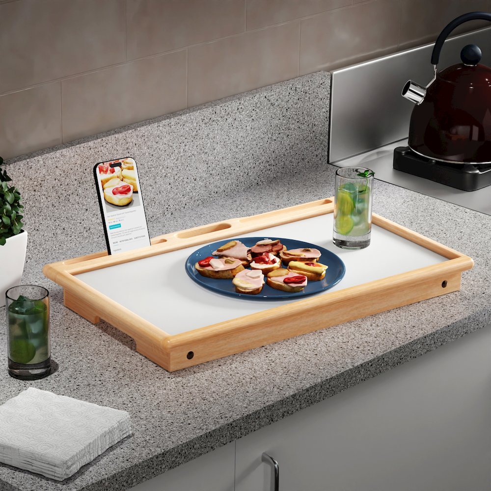 Arlo Breakfast Tray with Flip Top, Natural and White. Picture 14