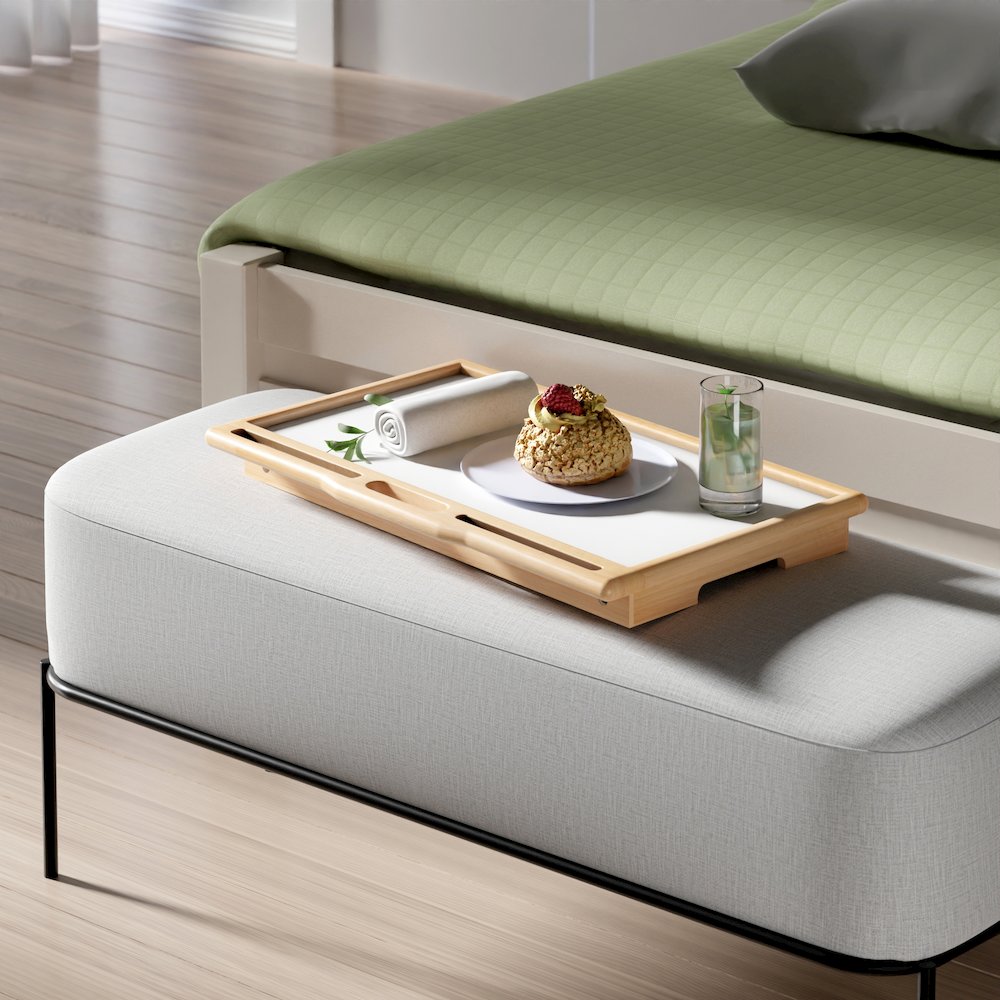 Arlo Breakfast Tray with Flip Top, Natural and White. Picture 15