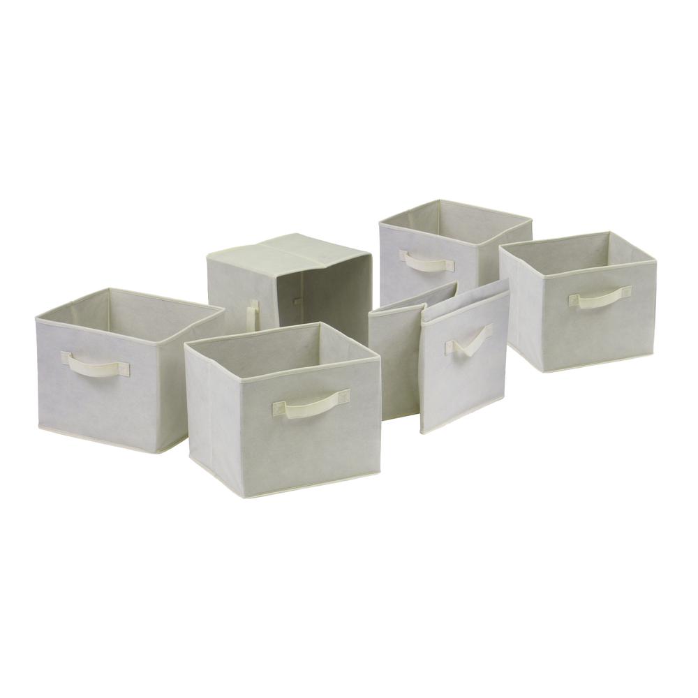 Capri Set of 6 Foldable Beige Fabric Baskets. Picture 1