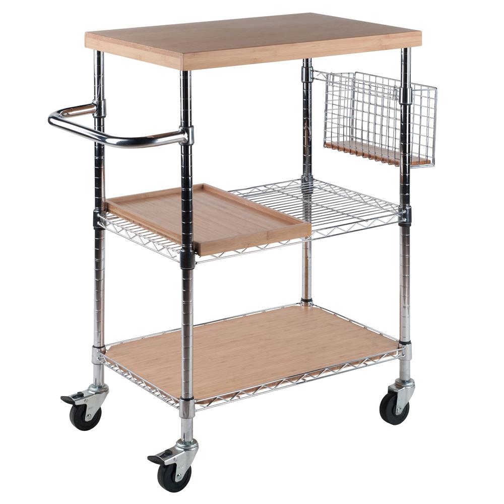 Madera Kitchen Cart in Natural Bamboo. Picture 1