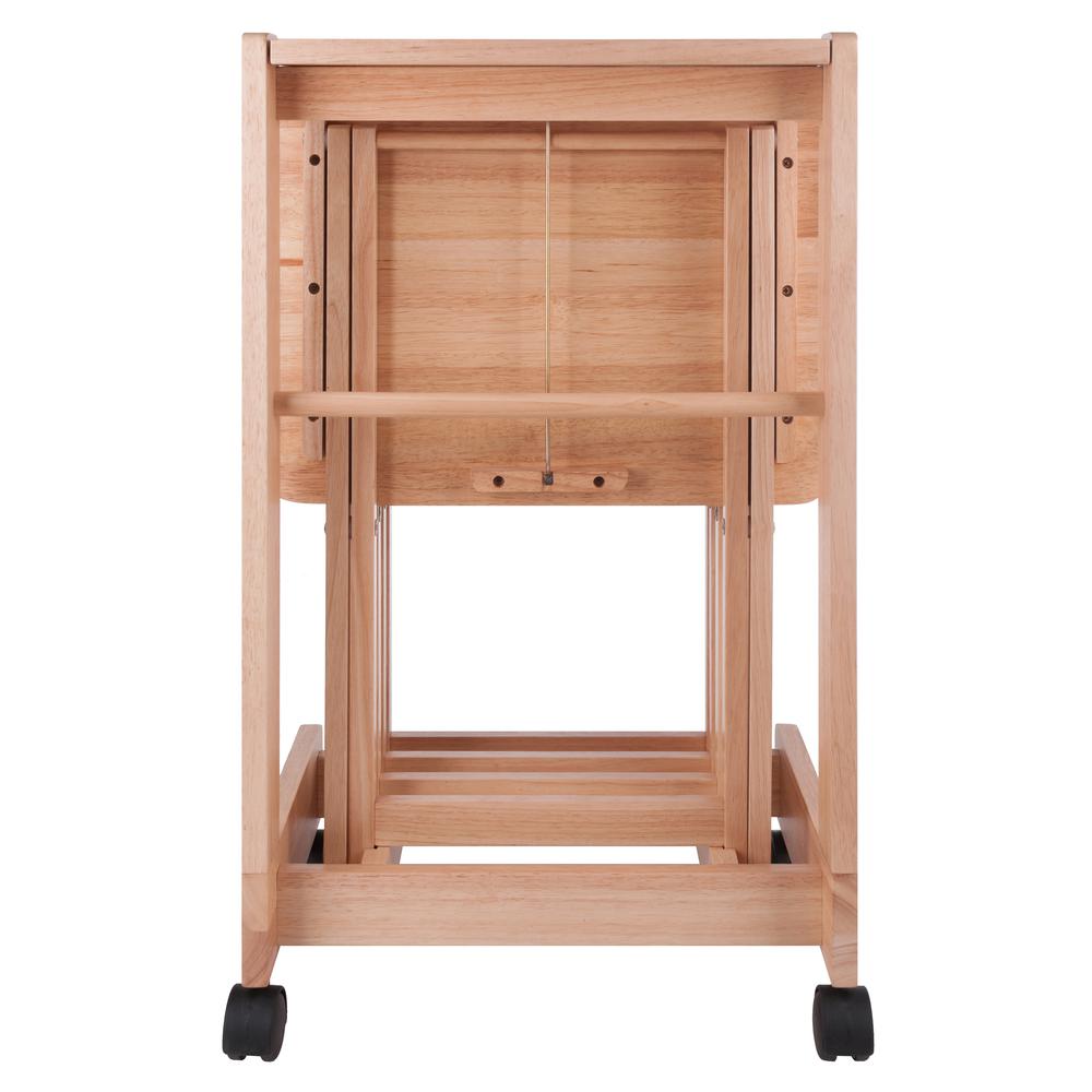 Brienda 5-PC Set Flip Top Snack Table Natural Finish. Picture 6