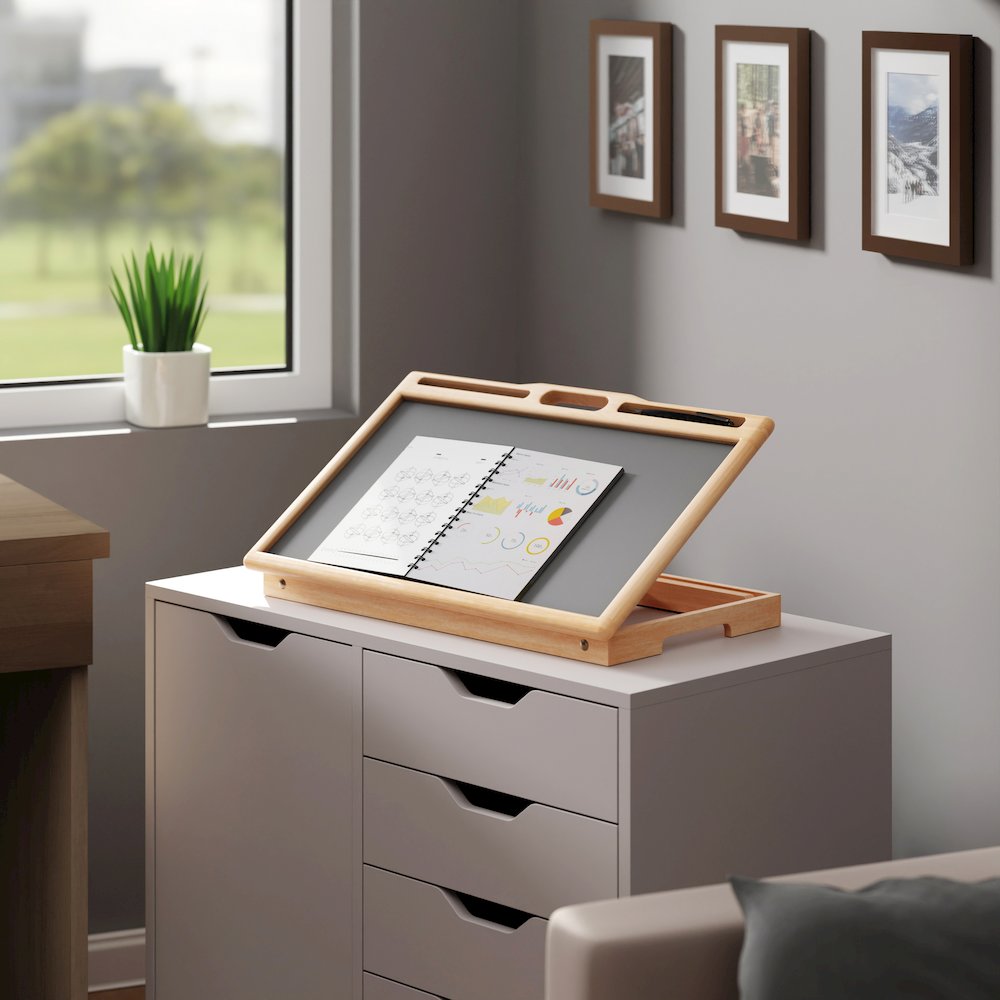 Arlo Breakfast Tray with Flip Top, Gray and Natural. Picture 21