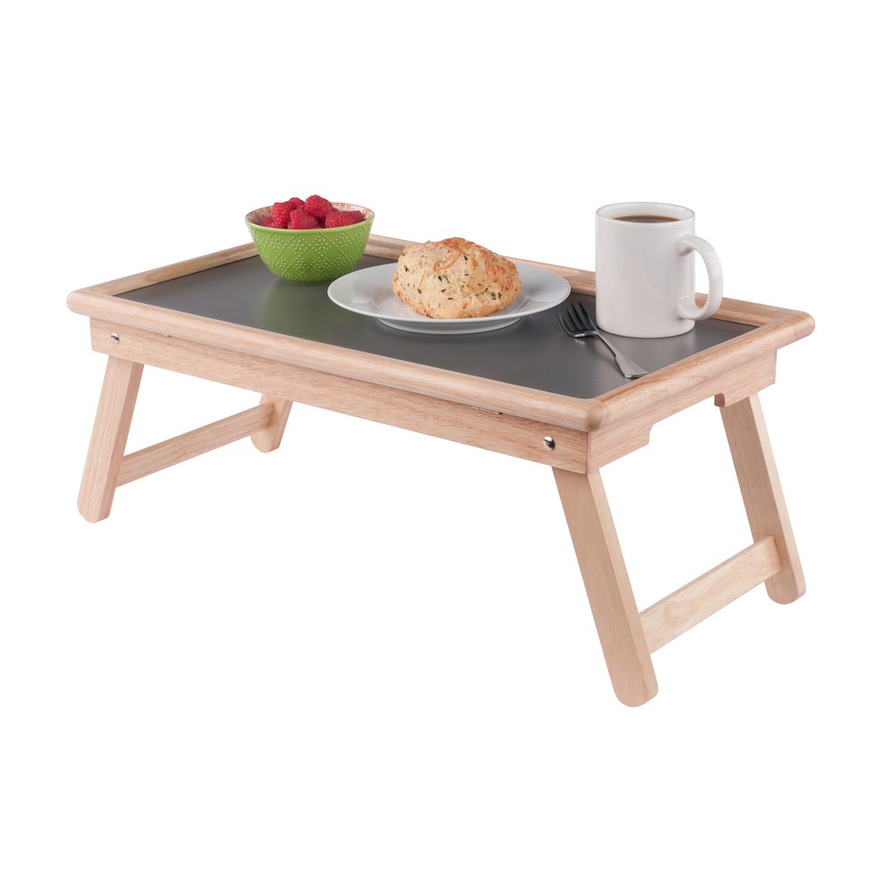 Arlo Breakfast Tray with Flip Top, Gray and Natural. Picture 6