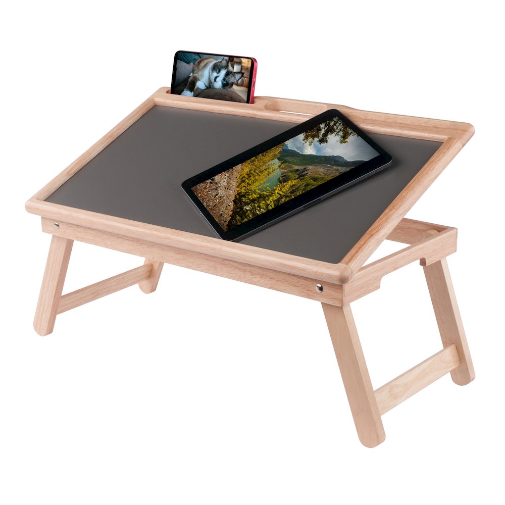 Arlo Breakfast Tray with Flip Top, Gray and Natural. Picture 8
