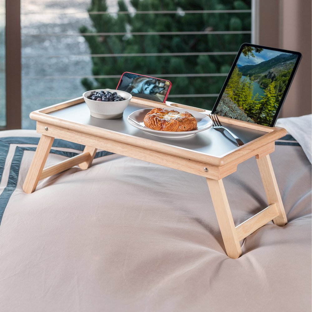 Arlo Breakfast Tray with Flip Top, Gray and Natural. Picture 11