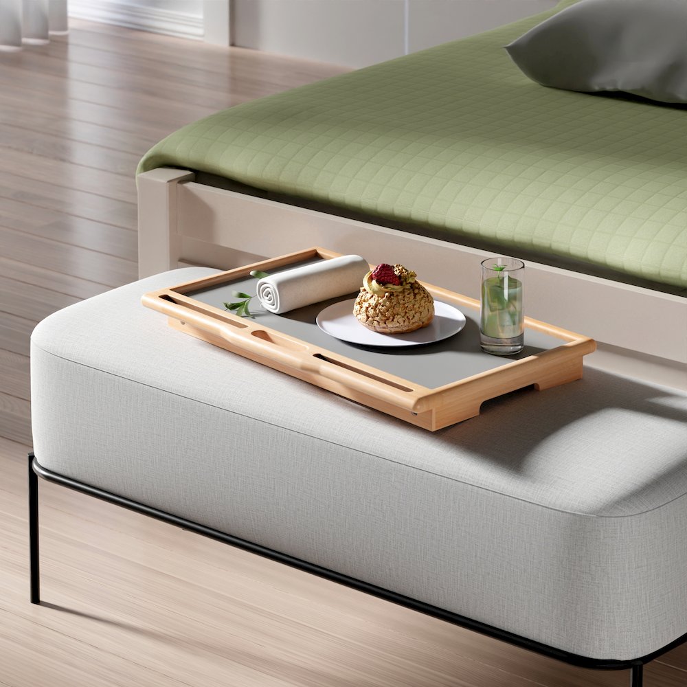 Arlo Breakfast Tray with Flip Top, Gray and Natural. Picture 15