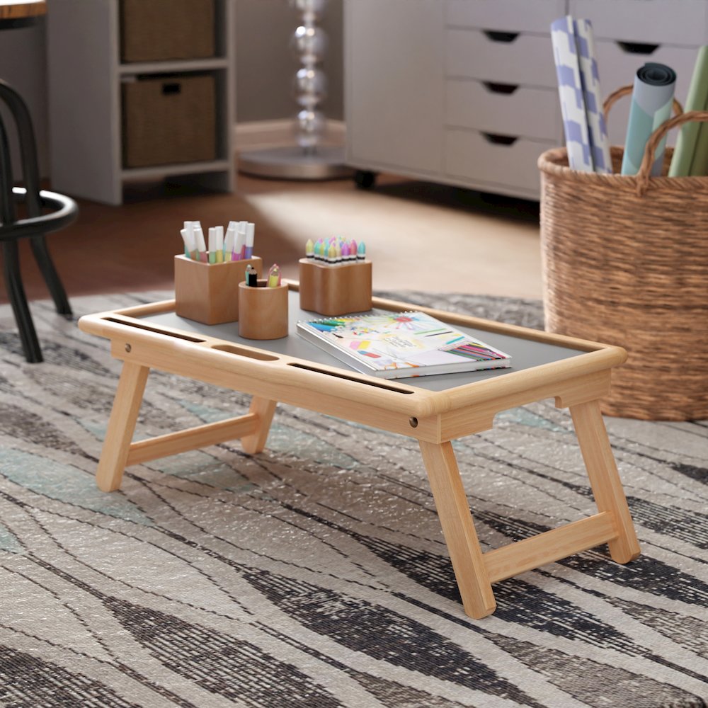 Arlo Breakfast Tray with Flip Top, Gray and Natural. Picture 16