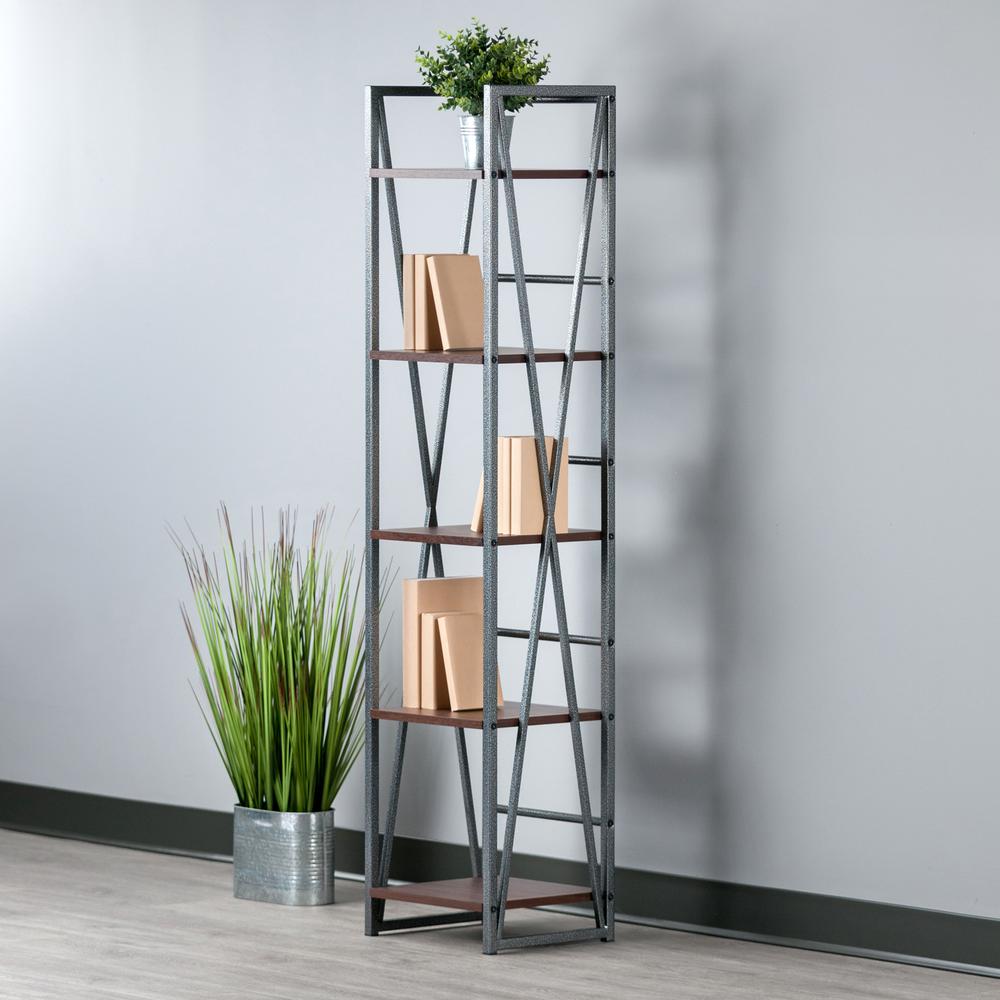 Isa 5-Tier Shelf, Graphite and Walnut. Picture 7