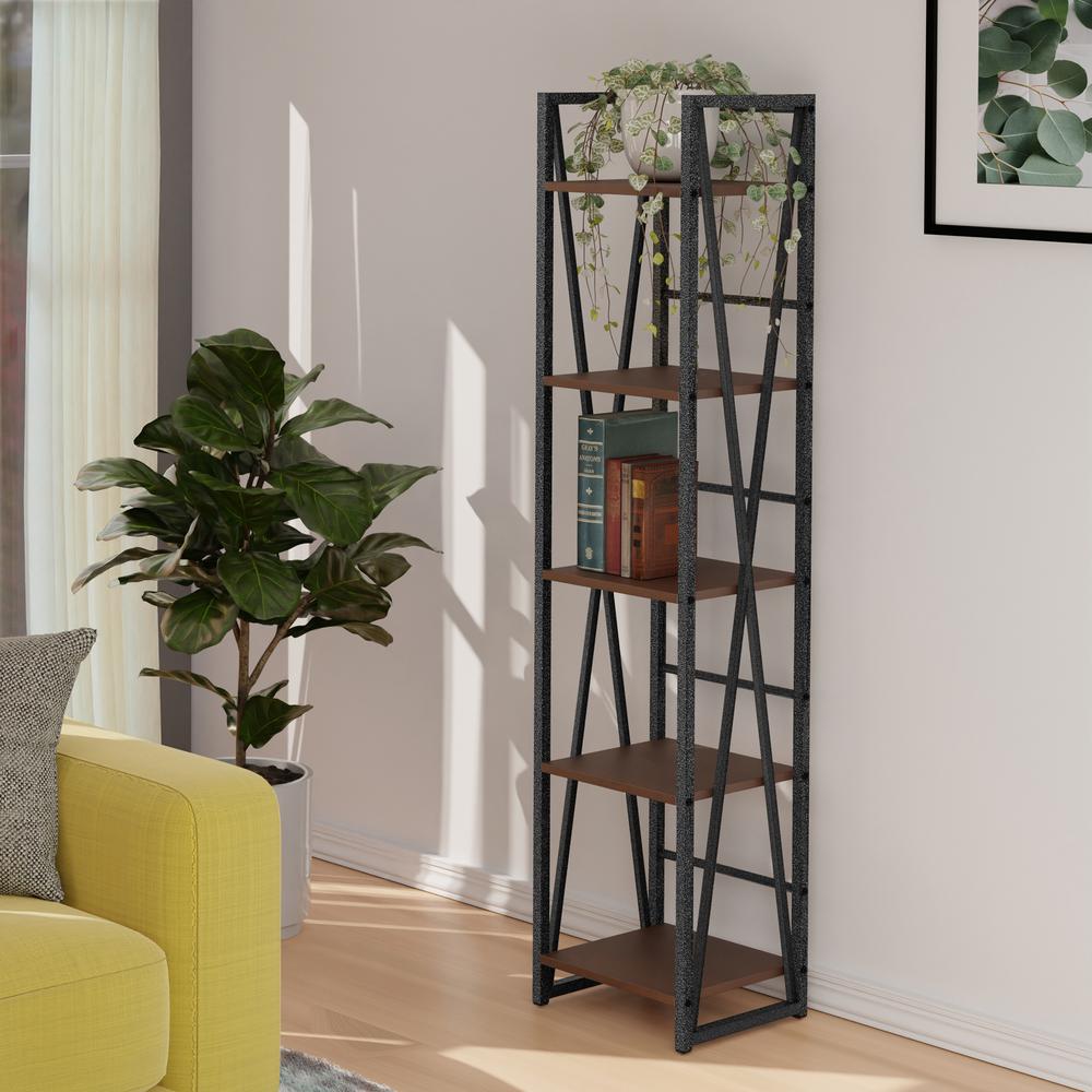 Isa 5-Tier Shelf, Graphite and Walnut. Picture 8