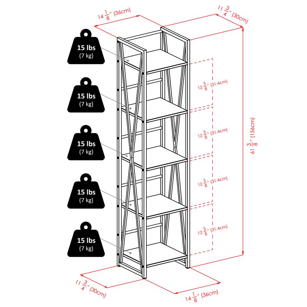Isa 5-Tier Shelf, Graphite and Walnut. Picture 9