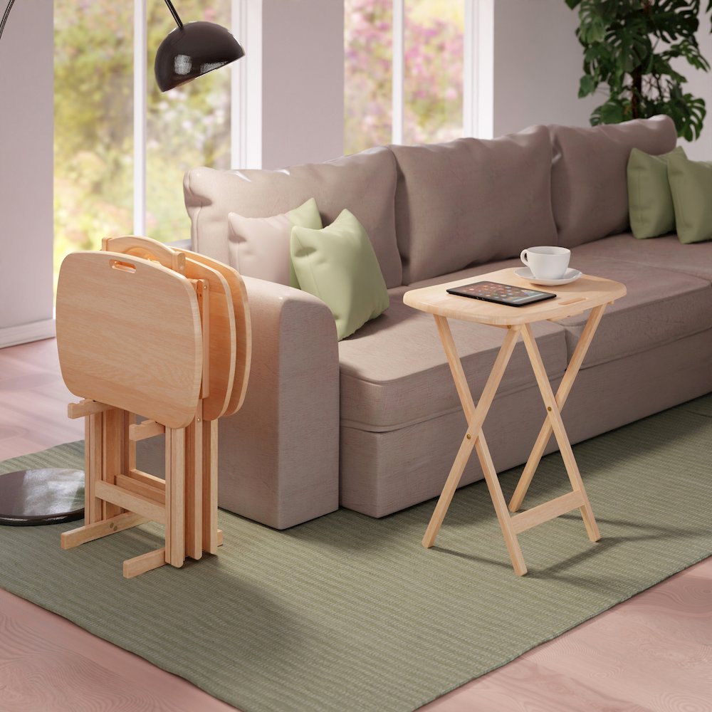 Lucca 5-pc Snack Table Set, Natural. Picture 14