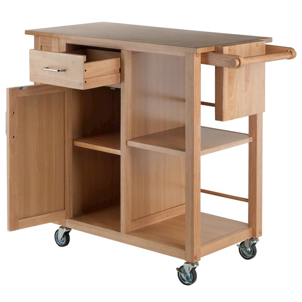 Natural Kitchen Island Cart on Wheels – Rolling Kitchen Island with Storage. Picture 10