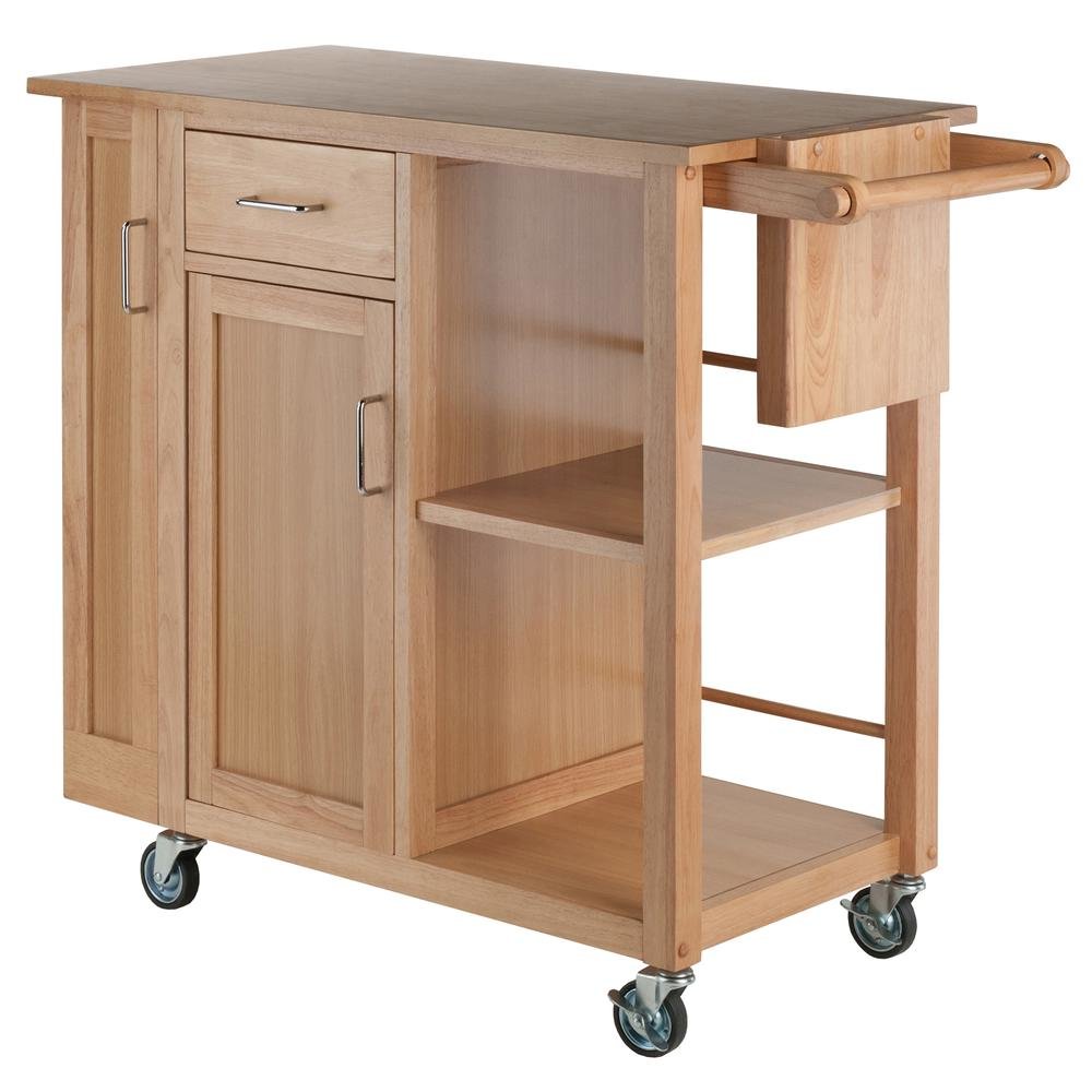 Natural Kitchen Island Cart on Wheels – Rolling Kitchen Island with Storage. Picture 3