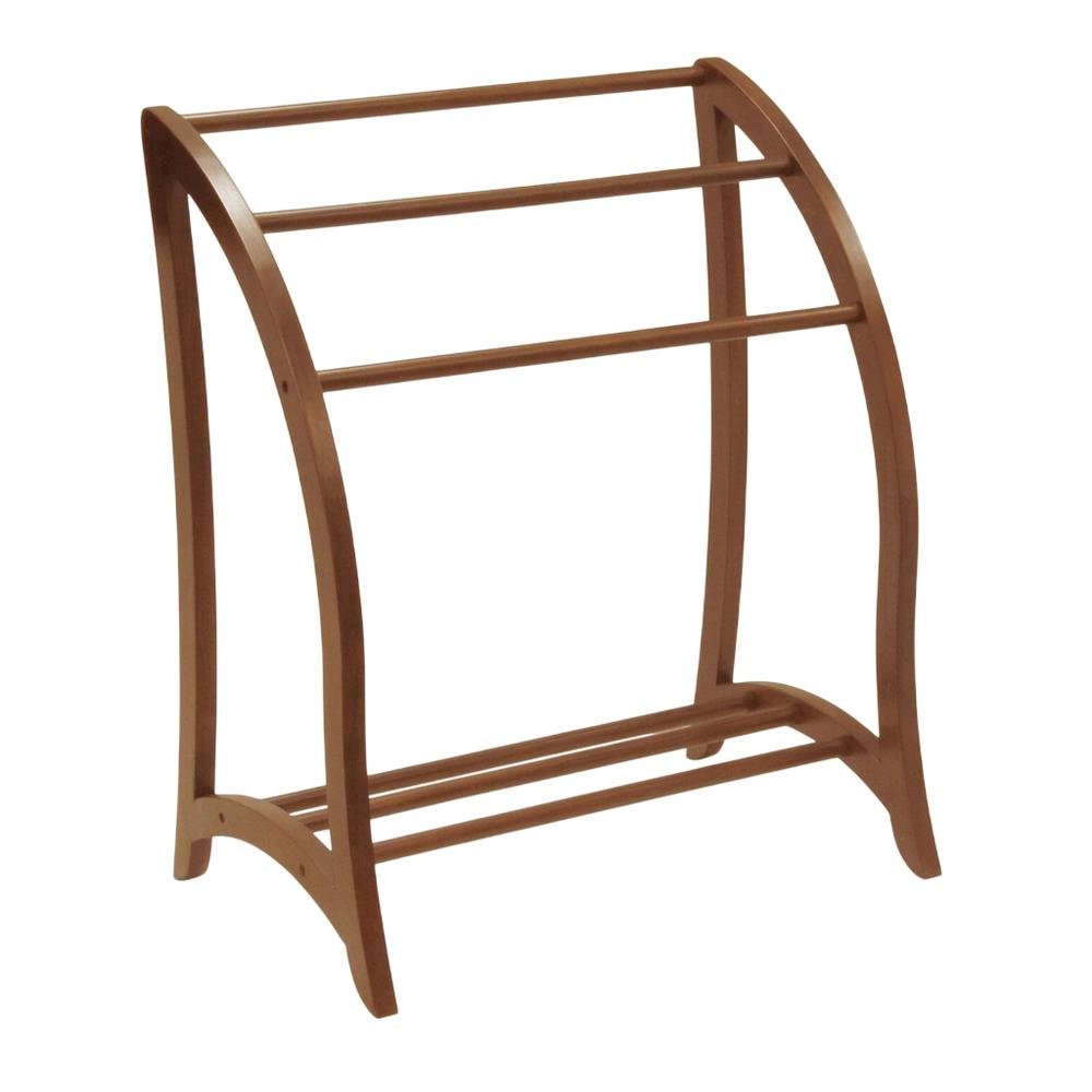 Solid Wood Blanket Rack Stand, Living Room Blanket Holder In Walnut Finish. Picture 1