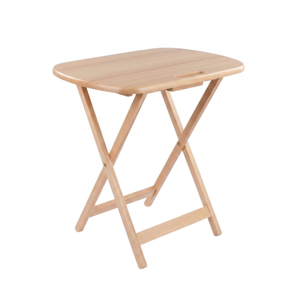 Natural Wood Finish 5-Piece Snack Table Set for Living Spaces. Picture 2