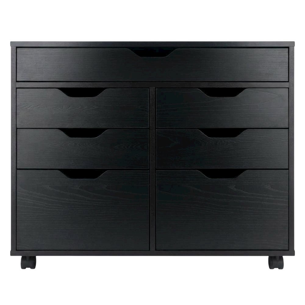 Composite Wood Buffet Cabinet with Open Shelves for Kitchen or Pantry, Black. Picture 1