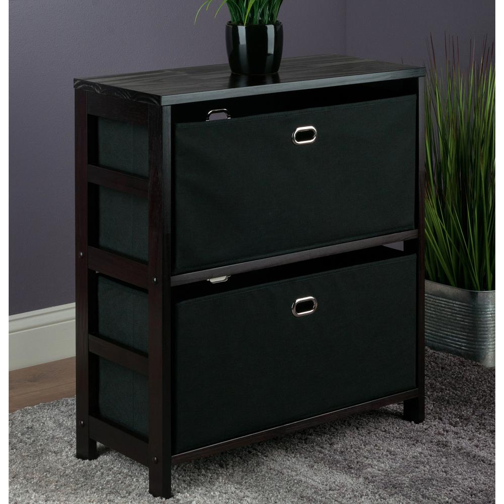 Torino 3-PC Set Storage Shelf with Black Fabric Baskets. Picture 2