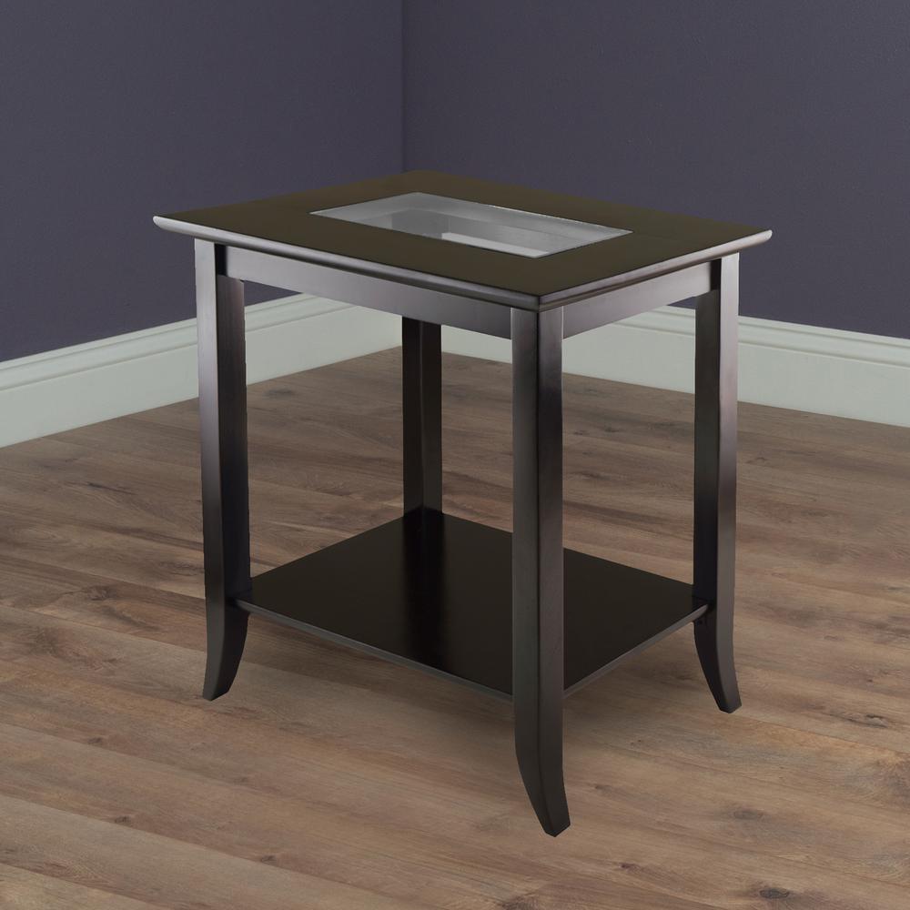Genoa Rectangular End Table with Glass Top and shelf. Picture 6