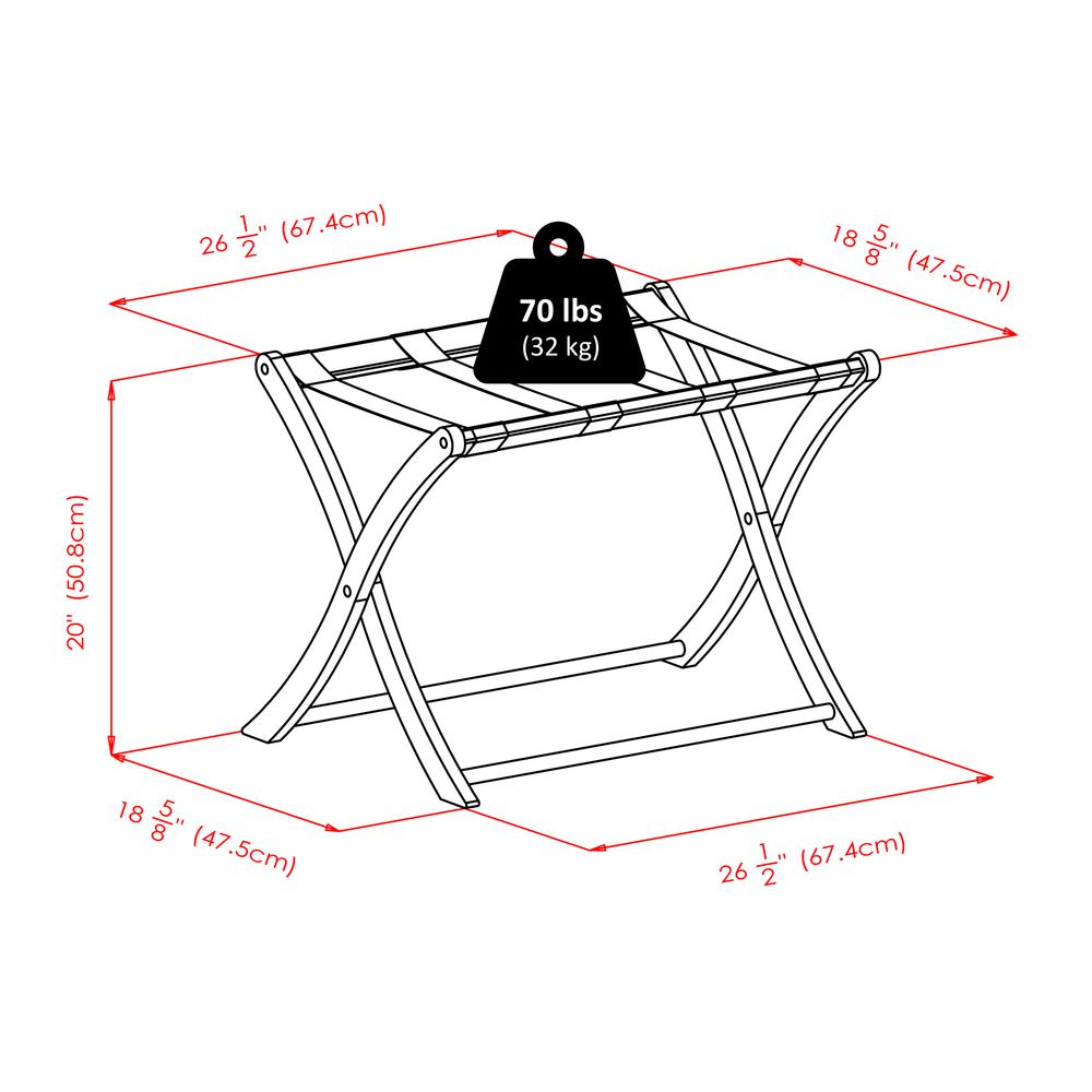 Scarlett Luggage Rack Espresso, 26.5 x 18.7 x 20, Dark Espresso. Picture 5