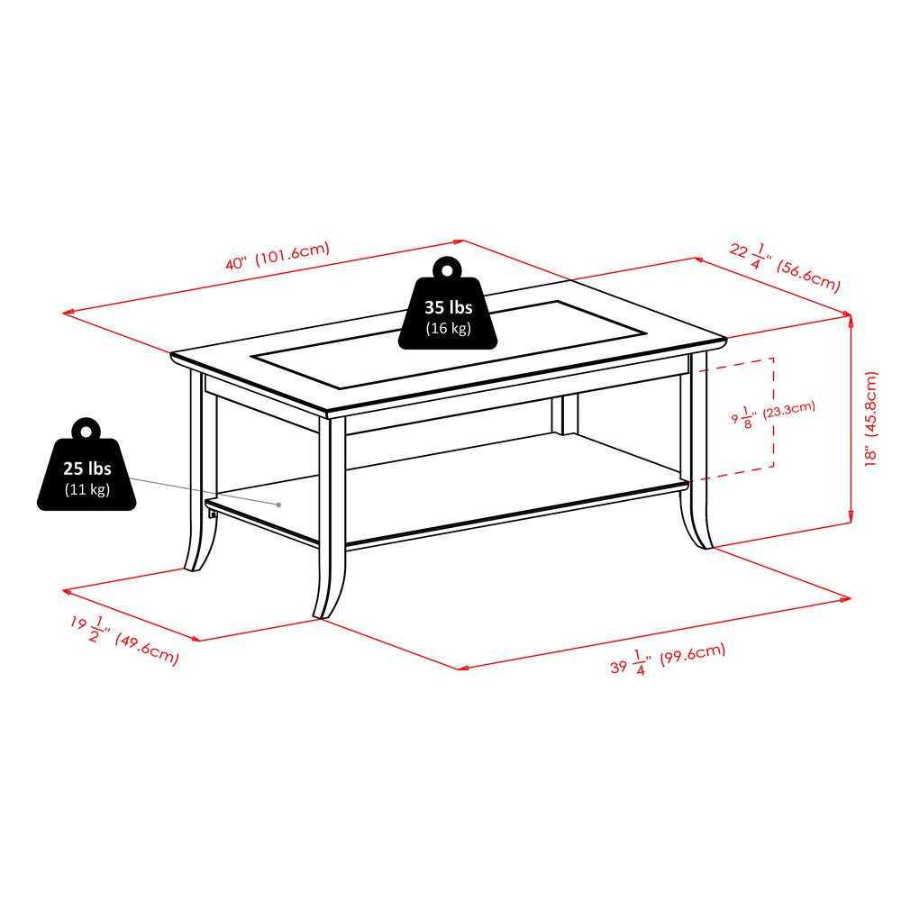Genoa Rectangular Coffee Table with Glass top and Shelf. Picture 6