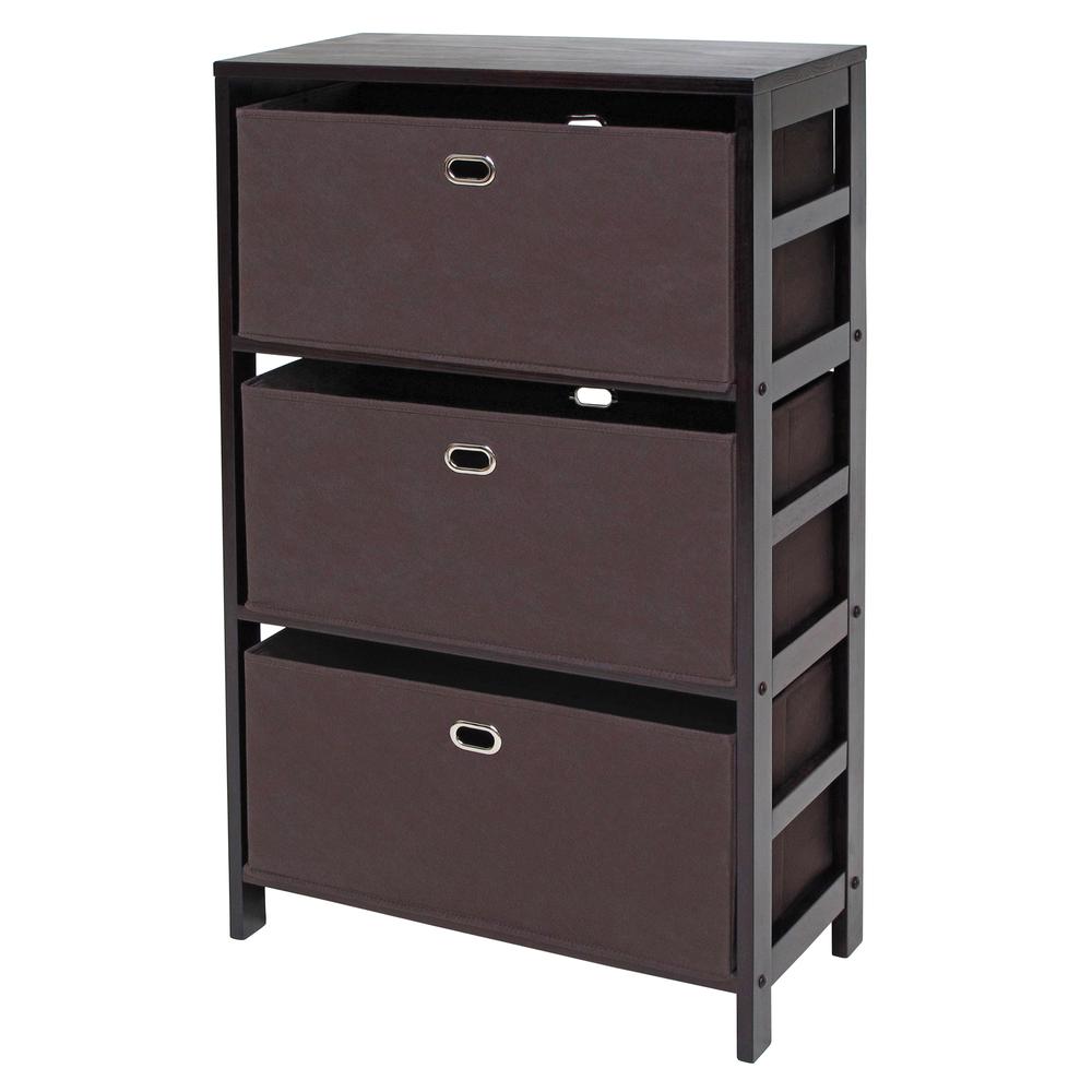 Torino 4-PC Set Storage Shelf w/ Black Fabric Baskets. Picture 1