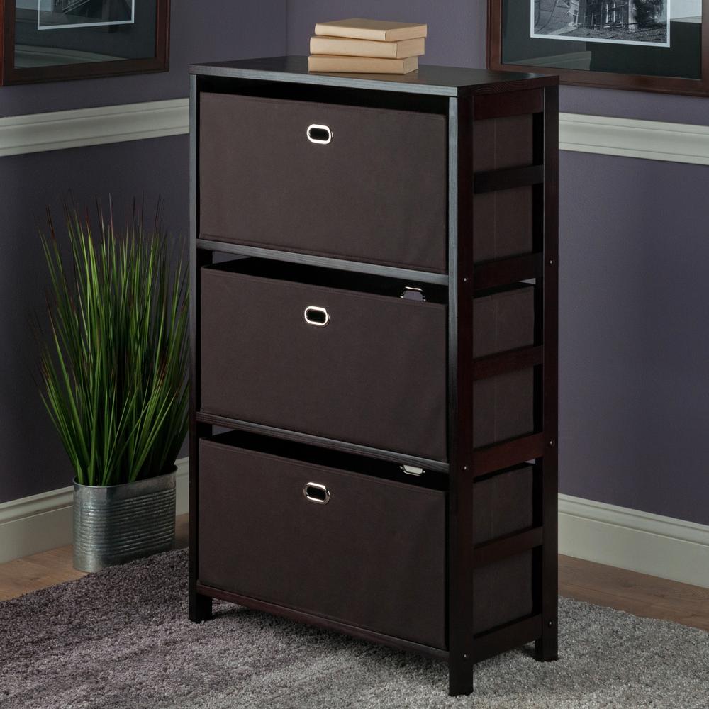 Torino 4-PC Set Storage Shelf w/ Black Fabric Baskets. Picture 2
