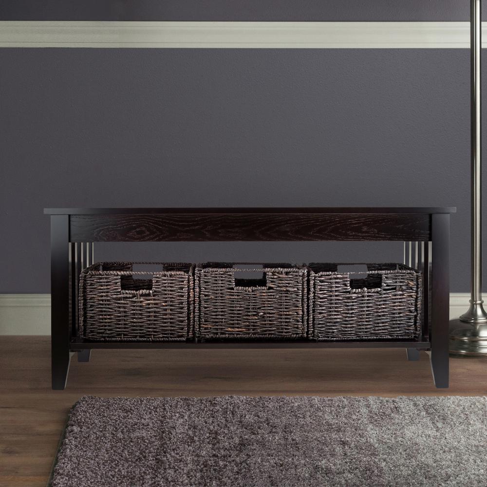 Morris Coffee Table with 3 Foldable Baskets. Picture 5