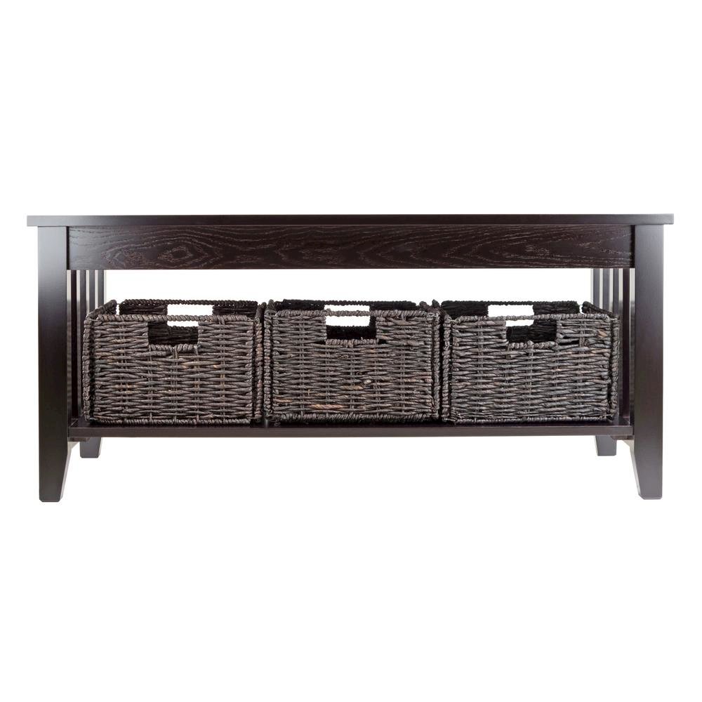Espresso Coffee Table with Storage Baskets – Elegant Living Room Table. Picture 4