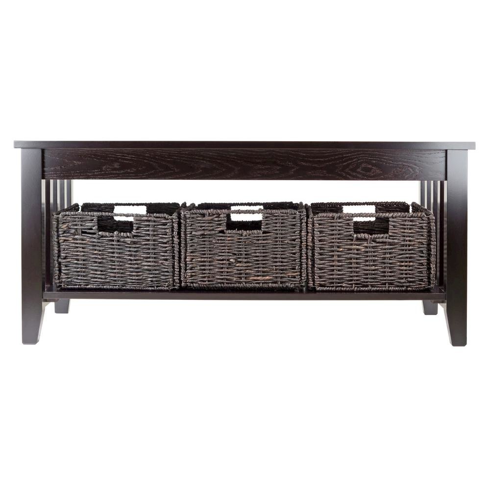 Espresso Coffee Table with Storage Baskets – Elegant Living Room Table. Picture 5