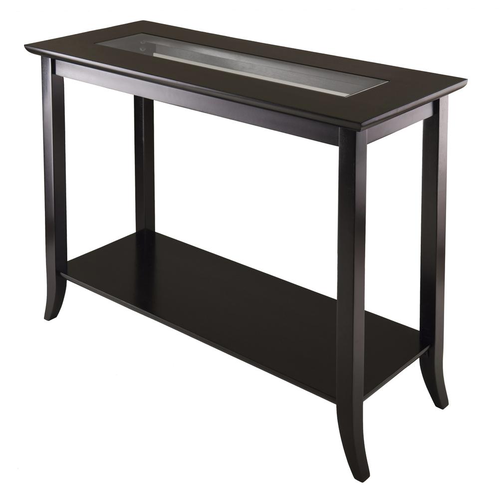 Genoa Rectangular Console Table with Glass and shelf. Picture 1