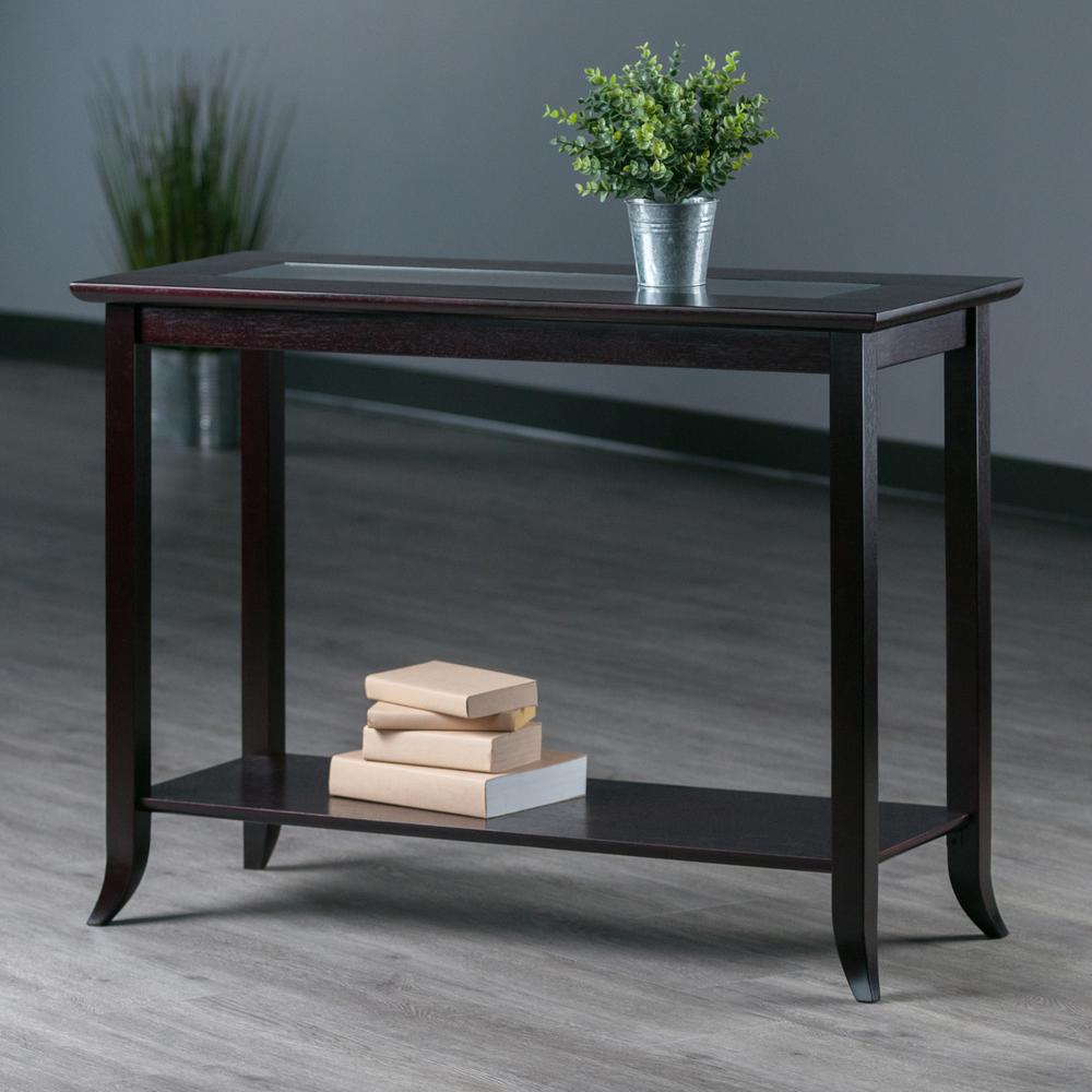 Genoa Rectangular Console Table with Glass and shelf. Picture 5