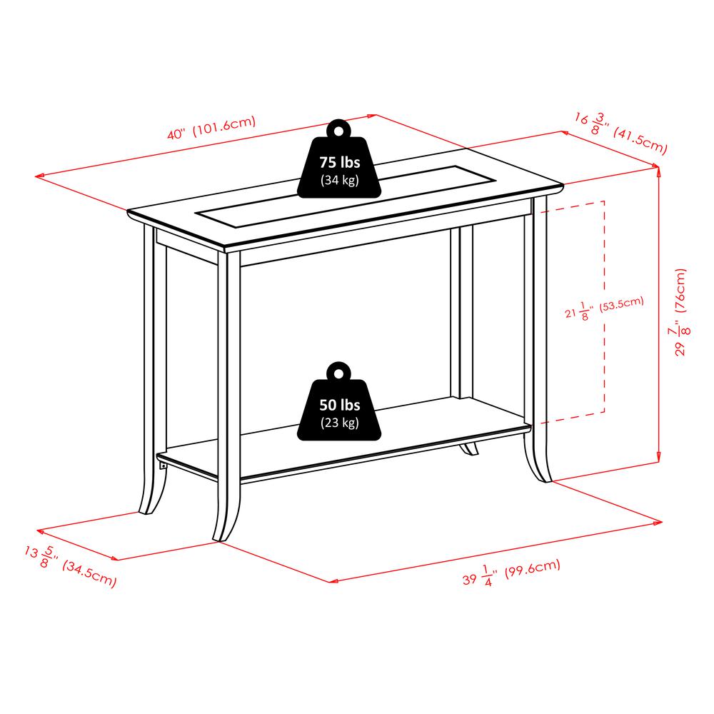 Genoa Rectangular Console Table with Glass and shelf. Picture 6