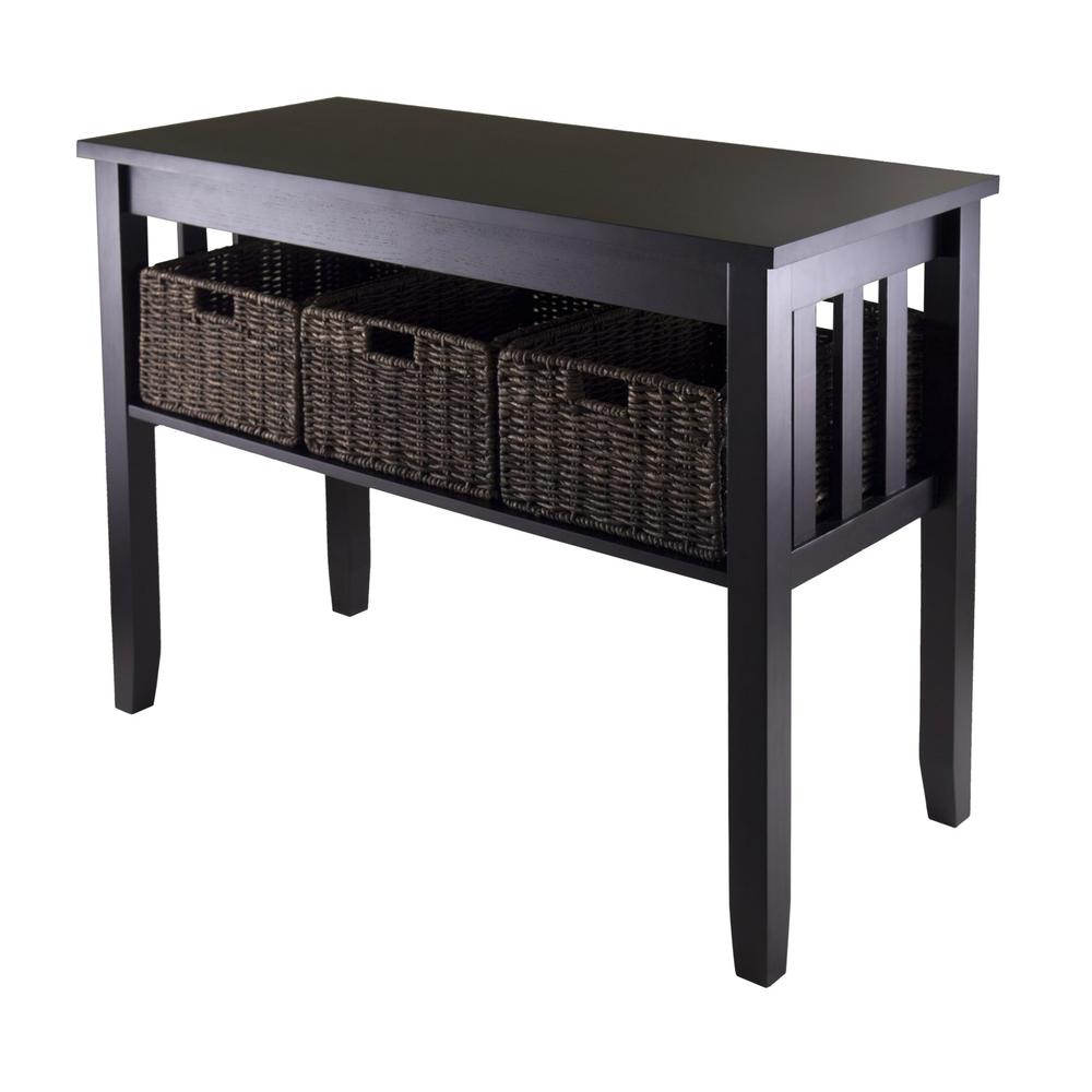 Morris Console Hall Table with 3 Foldable Baskets. Picture 1