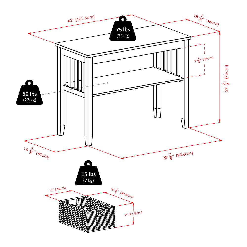 Morris Console Hall Table with 3 Foldable Baskets. Picture 6