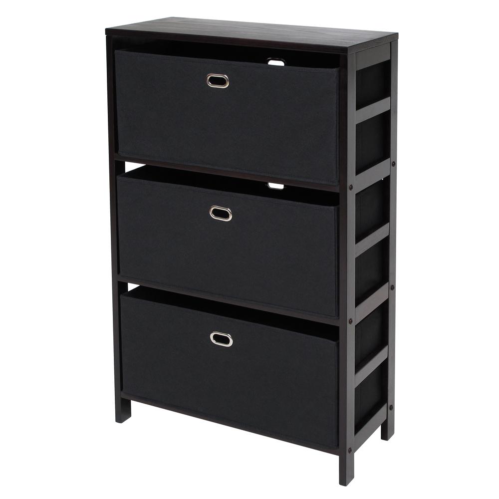 Torino 4-PC Set Storage Shelf w/ Black Fabric Baskets. Picture 1
